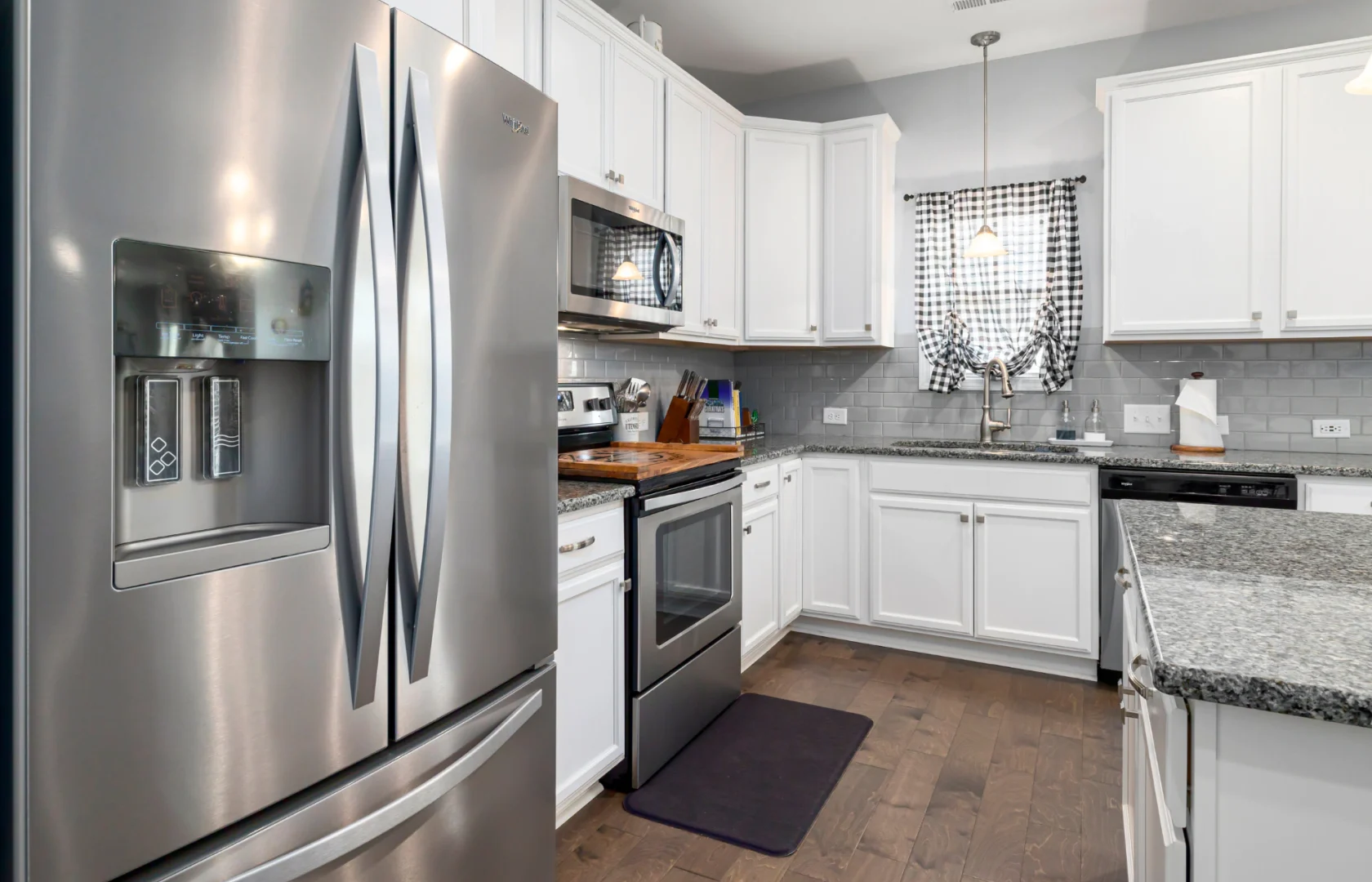 interior of a kitchen with newly installed appliance